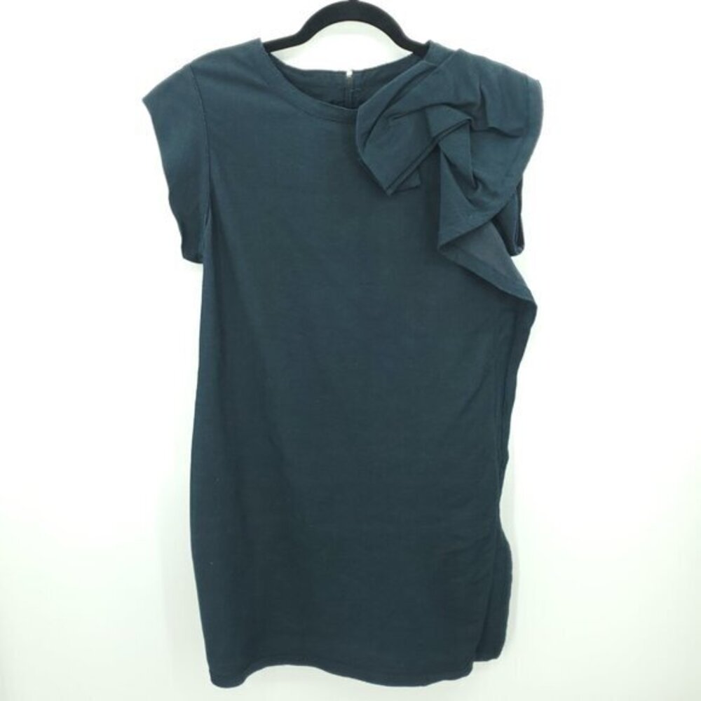 Lanvin Stretch Denim Ruffle Sheath Dress Sz US 4/S/XS Blue